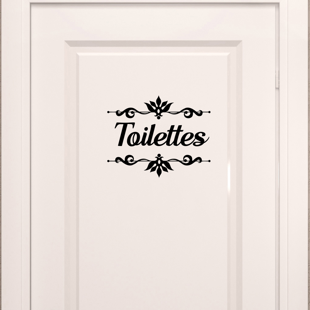 Home Bathroom Tiles - Toilettes franceses con flor pegatina para