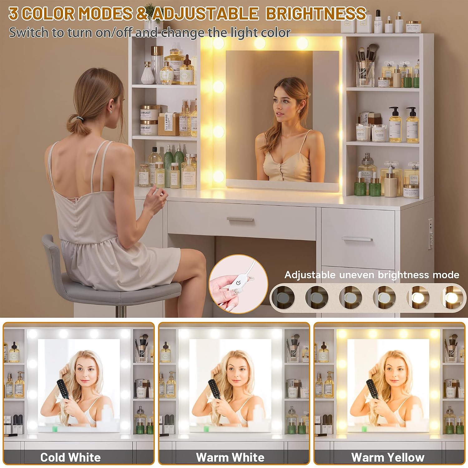Tocador Grande con Espejo LED  - Home Outlet Bathroom Mirrors reseña y precio